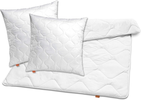 sleepling Bettdecke + Kopfkissen Bettwaren Set, Füllung: 100% Polyester, Bezug: 100% Polyester, 2x Kopfkissen 80 x 80 cm + Ganzjahresdecke 200 x 200 cm, Ökotex 100