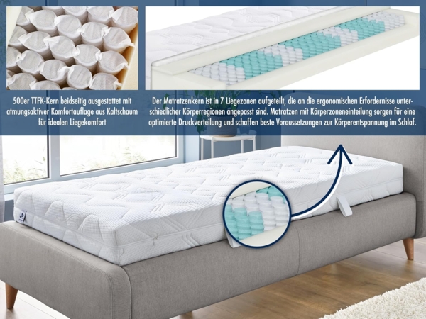 Badenia Irisette Lotus 7-Zonen-Tonnentaschenfederkern-Matratze 160x200 cm H2 Bild 6