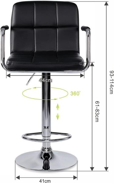 dibea 2er Set Barhocker (Modell 5) mit stufenloser Höhenverstellung, schwarz Bild 3