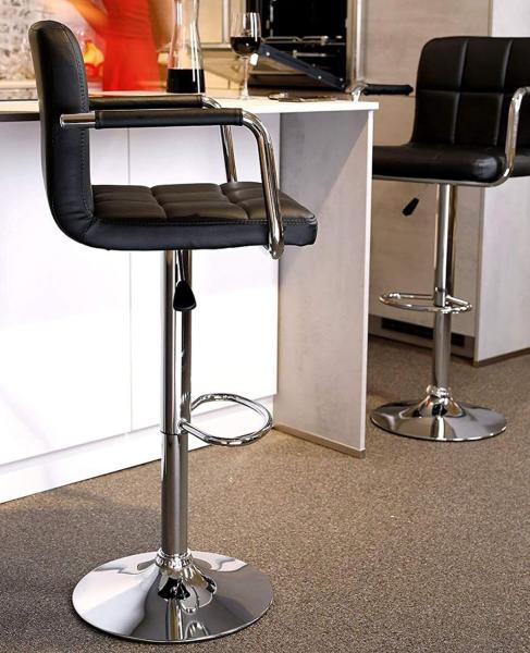 dibea 2er Set Barhocker (Modell 5) mit stufenloser Höhenverstellung, schwarz Bild 2