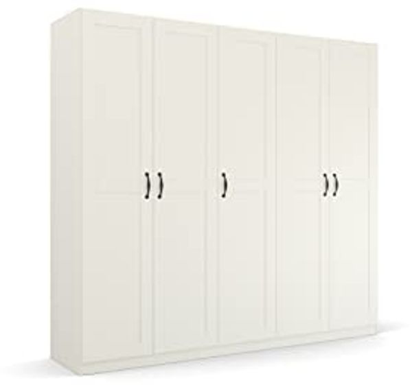 Rauch Möbel Cottage by Quadra Spin Schrank Drehtürenschrank, Weiß, 5-trg, inkl. 3 Kleiderstangen, 5 Einlegeböden, BxHxT 226 x 210 x 54 cm