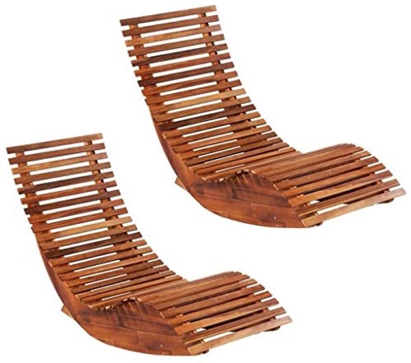 vidaXL Sonnenliege, Akazienholz, wetterfest, 149 x 60 x 86 cm, 2x Gartenliege