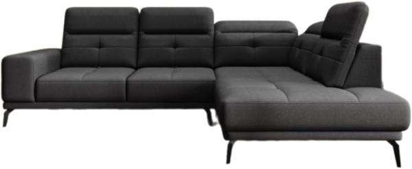 Designer Sofa Isabella mit verstellbarer Kopf- und Rückenlehne Stoff Schwarz Rechts