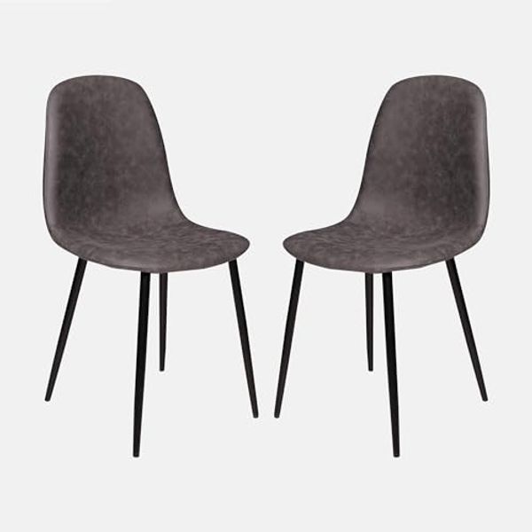 Dmora - Set mit 2 modernen Stühlen aus Kunstleder, für Esszimmer, Küche oder Wohnzimmer, 56x45h87 cm, graue Farbe