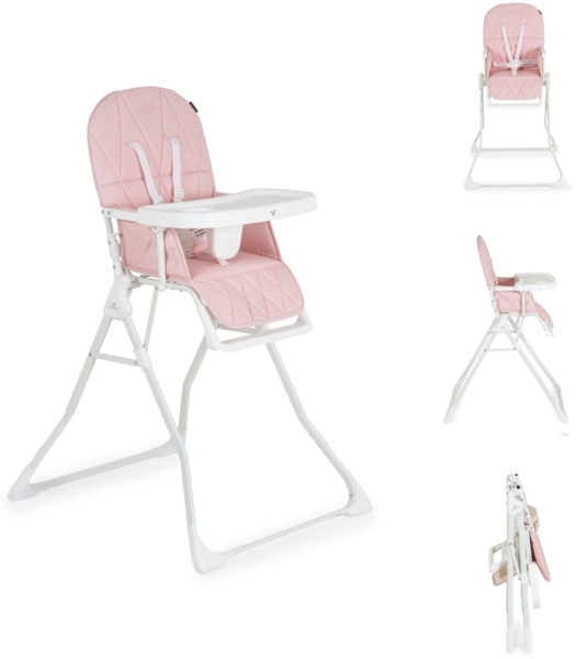 Cangaroo Kinderhochstuhl Waffel, Fußstütze verstellbar, zusammenklappbar, Gurt rosa