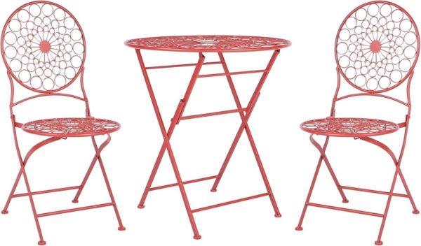 Beliani 'Scario' Bistro-Set, 3-teilig, Tisch + 2x Stuhl, Metall, Rot