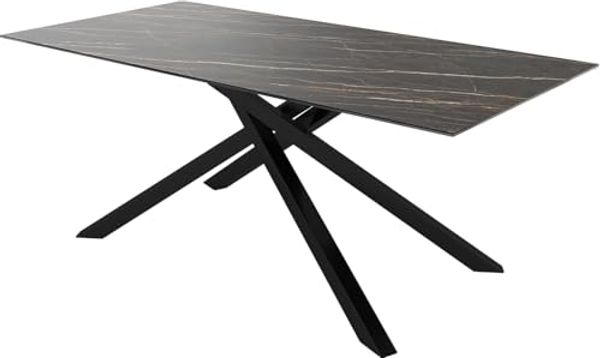 Outdoortisch Edge 200x100 cm Keramik Laminam® Noir Desir Braun Kreuzgestell Rechteck Schwarz
