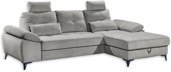 Ecksofa AUCKLAND Stoff grau Schlaffunktion und Bettkasten