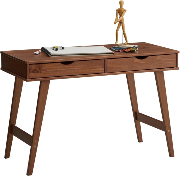 IDIMEX Schreibtisch MILO, Bürotisch mit 2 Schubladen aus Massivholz Konsolentisch Kastanien farb