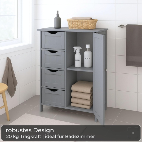 osoltus Badezimmerschrank Beistellschrank Hampton 55x30x82cm grau Bild 4