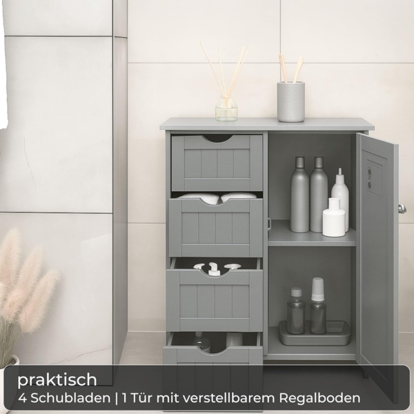 osoltus Badezimmerschrank Beistellschrank Hampton 55x30x82cm grau Bild 5