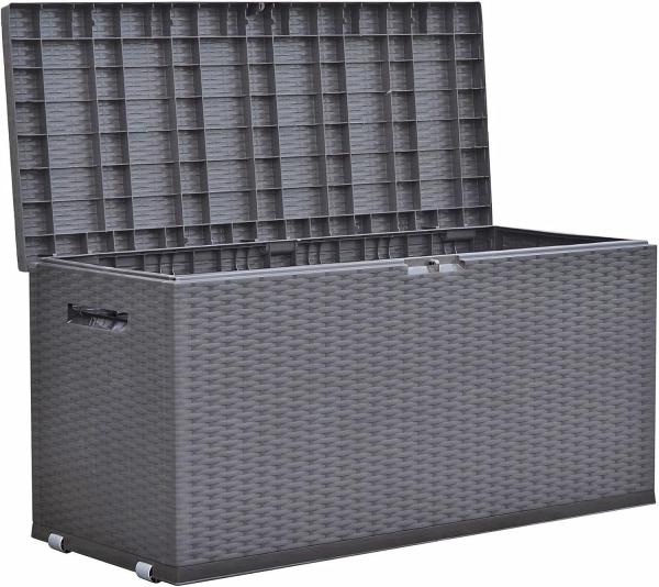 Auflagenbox Poly Rattan Kissenbox Gartenbox Aufbewahrungsbox Schwarz 1200 Anthrazit