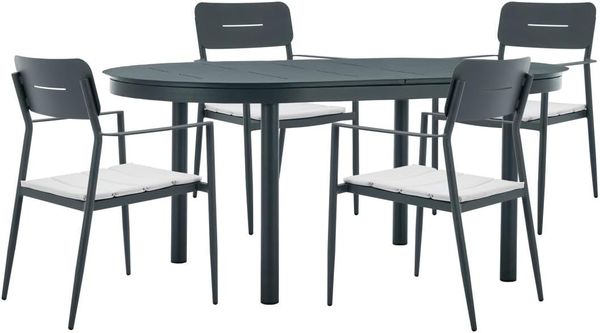 Vente-unique - LOTTYS Garden dining set Metall Grau - B 56 cm99 cm x H 86 cm75 cm x L 56 cm220 cm170 cm