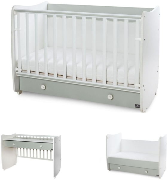 Lorelli Babybett Dream 60 x 120 cm umbaubar Schreibtisch Kinderbett Schaukelbett grün