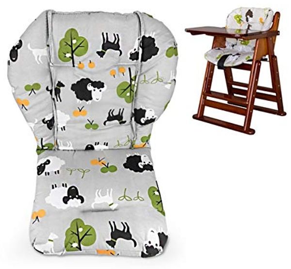 Twoworld Hochstuhl Kissen, große Verdickung Kinderwagen/Auto/Hochstuhl Sitzkissen Liner Mat Pad Cover Protector atmungsaktiv (Graue Schafe)