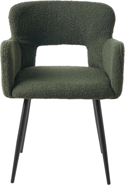 Esszimmerstuhl 2er Set SANILAC Bouclé Dunkelgrün