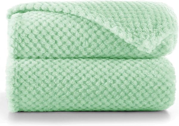DecoKing Kuscheldecke 220x240 cm Pfefferminze Decke Microfaser Wohndecke Tagesdecke Fleece weich sanft kuschelig skandinavischer Stil Minze Henry