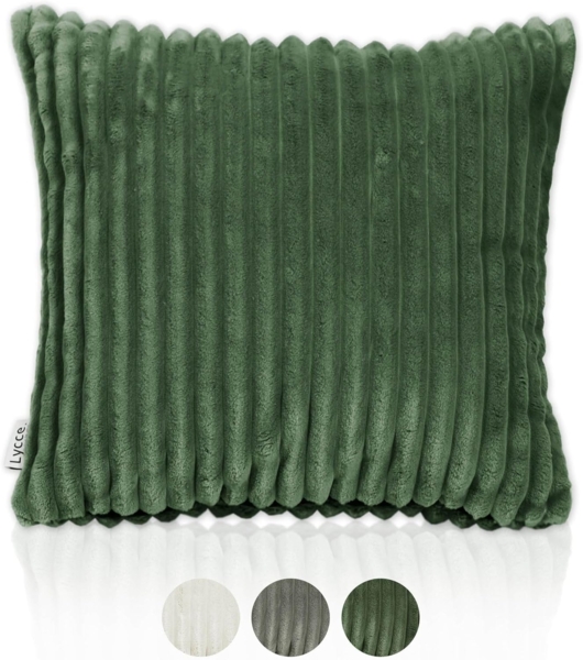 Lycce Dekokissen Kissenbezug Deluxe aus extra breitem, flauschigem Cordstoff 50x50 cm