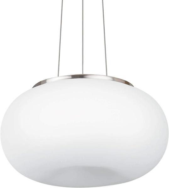 Eglo 86814 Pendellampe OPTICA nickel-matt mit weißem Glasschirm, E27 max. 2X40W Ø 35cm