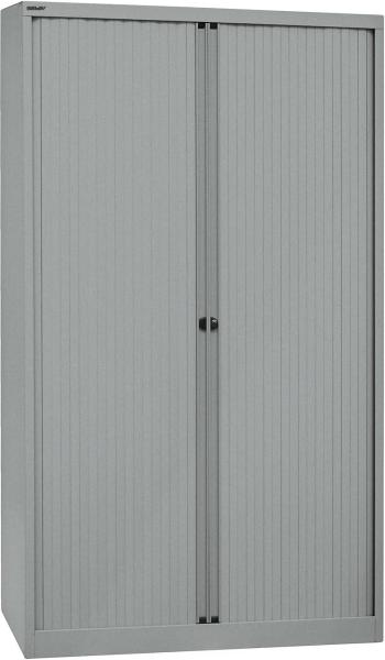 Bisley Rollladenschrank EuroTambour, 4 Fachböden, 5 OH, B 1200 mm, Farbe Korpus silber, Rollladen silber