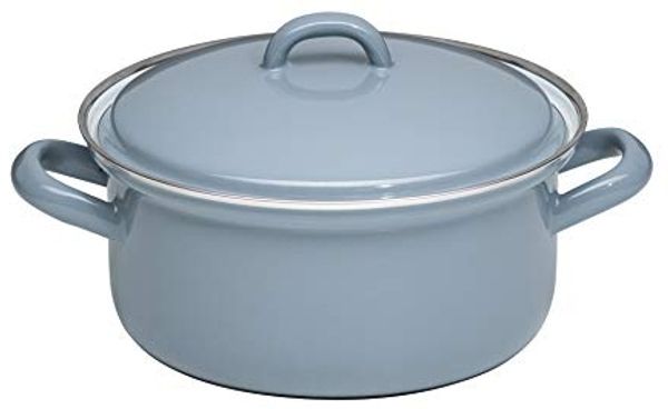 Riess Kasserolle mit Deckel aus Emaille 16 cm Pure Grey