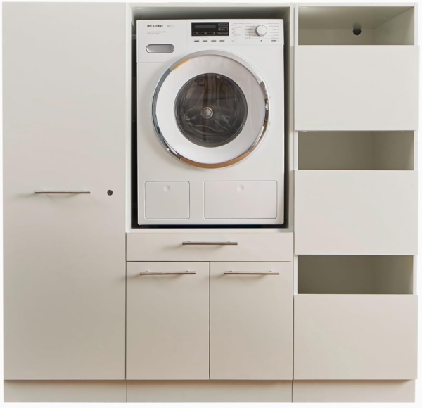LAUNDREEZY Waschmaschinenschrank, Wäscheschrank und Mehrzweckschrank, Weiß - Waschmaschinen-Überbauschrank TÜV-zertifiziert mit viel Stauraum - 167,5 x 162 x 67,5 cm (B/H/T)