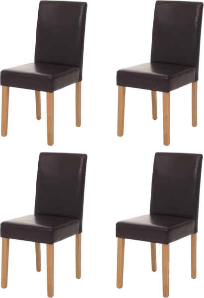 4er-Set Esszimmerstuhl Stuhl Küchenstuhl Littau ~ Kunstleder, braun helle Beine