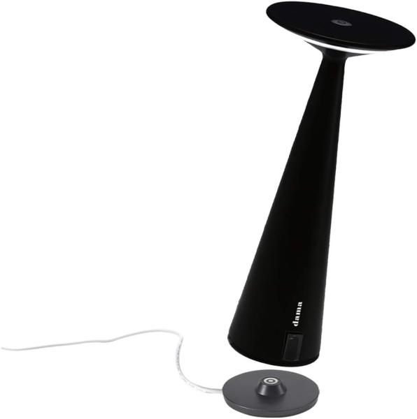 Zafferano - Dama Pro Dimmbare LED-Tischleuchte aus Aluminium, USB-Seite zum Laden von mobilen Geräten, Kontakt-Ladestation, Schutzart IP54 Indoor / Outdoor, H29cm, Stecker EU - Schwarz