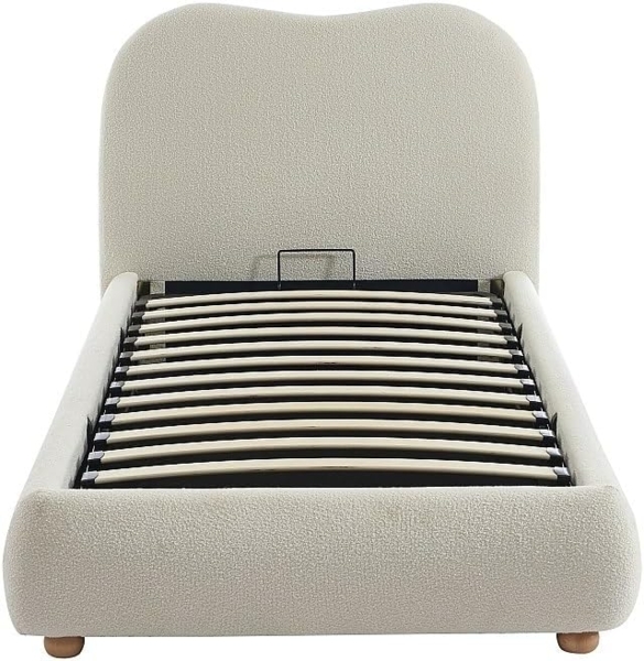 Vente-unique - Bett mit Bettkasten - 90 x 190 cm - Bouclé-Stoff - Beige - VANARI Bild 5