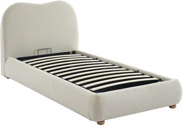 Vente-unique - Bett mit Bettkasten - 90 x 190 cm - Bouclé-Stoff - Beige - VANARI Bild 4