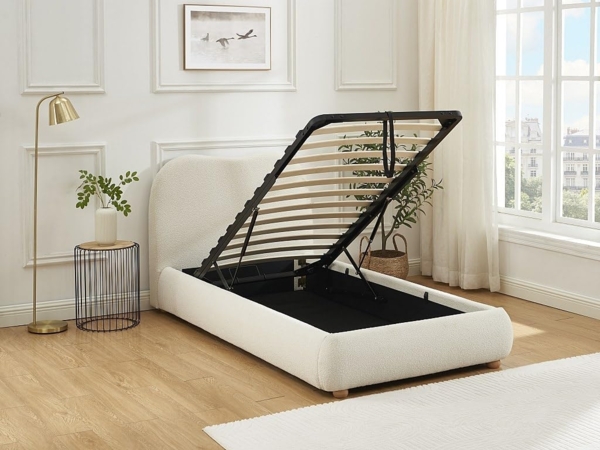 Vente-unique - Bett mit Bettkasten - 90 x 190 cm - Bouclé-Stoff - Beige - VANARI Bild 2