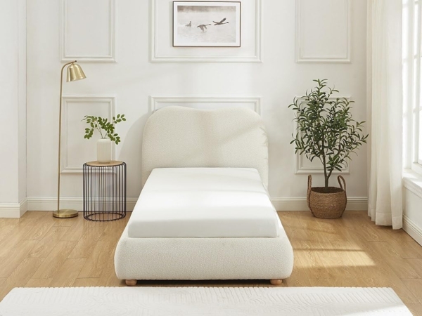 Vente-unique - Bett mit Bettkasten - 90 x 190 cm - Bouclé-Stoff - Beige - VANARI Bild 3