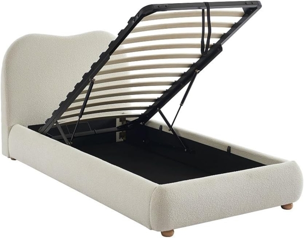 Vente-unique - Bett mit Bettkasten - 90 x 190 cm - Bouclé-Stoff - Beige - VANARI Bild 7