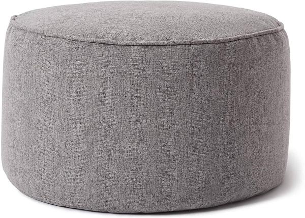 Lumaland Comfort Line Sitzsack-Hocker 25 x 45 cm - Indoor - mit extra starken Nähten, pflegeleicht - Runder Sitzpouf, Bodenkissen Bean Bag Pouf - Hellgrau