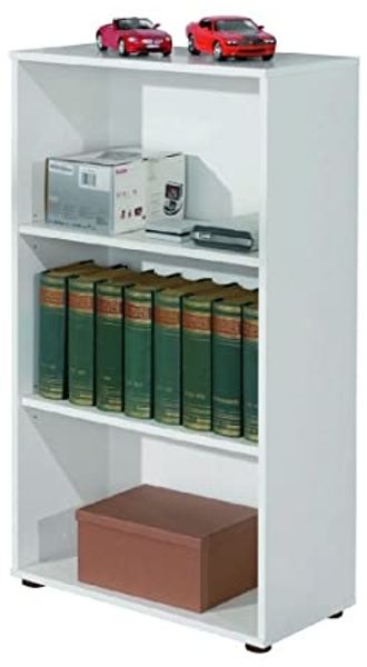 Dmora Bücherregal mit drei Regalen, weiße Farbe, 60 x 110 x 30 cm