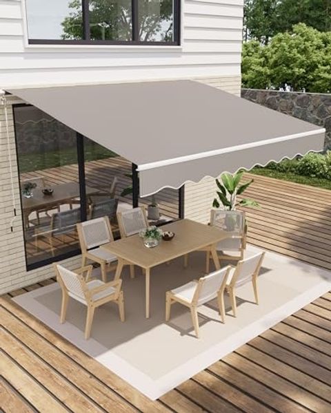 GarveeHome Gelenkarmmarkise 300x250 cm, UV50+ & wasserabweisend, mit Kurbel & Wandhalterung Länge + Winkel einstellbar, Markise für Terrasse & Balkon, Sonnenschutz Balkonmarkise Gelenkmarkise