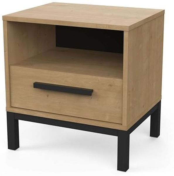 Calicosy 'CRAFT' Nachttisch mit 1 Schublade und 1 Nische, Eichedekor Craft - L44,6 cm - Helles Holz