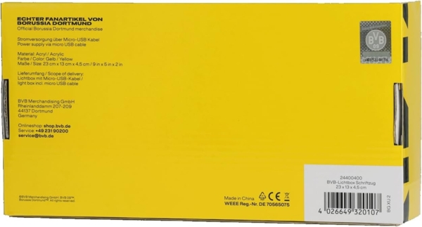 BVB Borussia Dortmund LED Lichtbox, Offizielles Merchandise, Gelb-Schwarz, Dekorative Beleuchtung Bild 3