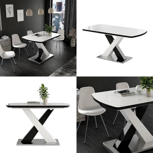 Esstisch Chinto Schwarz/Weiß 120-160 x 80 cm ausziehbar Vicco Bild 8