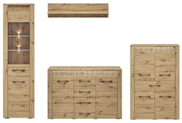 Wohnwand ""Artis"" Anbauwand 4-teilig Artisan Eiche MDF