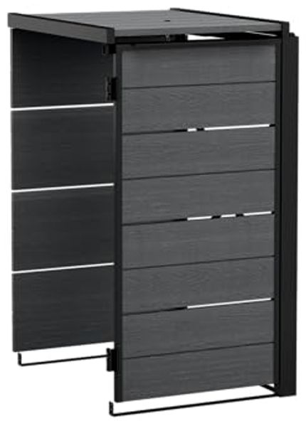 Keter Mülltonnenbox "Hide Away", 240L je Box, Anthrazit, Holzoptik, nahtlos erweiterbar