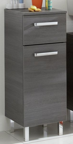 Pelipal Badezimmerschrank Quickset 352 in Graphit Struktur Quer, 30 cm breit | Unterschrank mit 1 Tür, 1 Schubkasten und 1 Einlegeboden