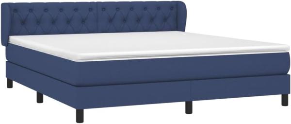 Boxspringbett mit Matratze Blau 160x200 cm Stoff (Farbe: Blau)