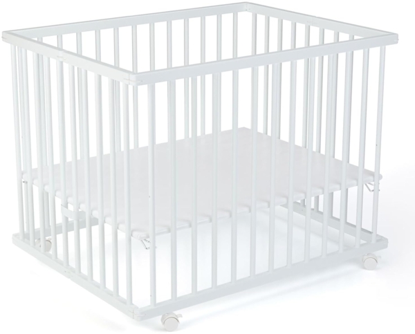 Laufgitter Leon. 75 x 95 cm. mobil auf Rollen : Weiß