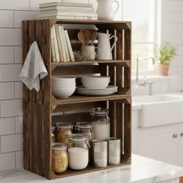 Obstkisten Weinkisten Holzkisten Kisten Geflammt 50 x 40 x 30cm 4er Set Bild 8