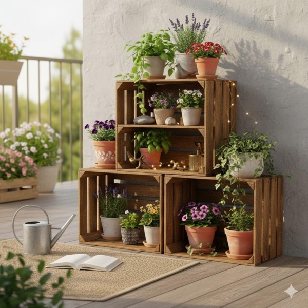 Obstkisten Weinkisten Holzkisten Kisten Geflammt 50 x 40 x 30cm 4er Set Bild 3