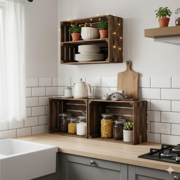 Obstkisten Weinkisten Holzkisten Kisten Geflammt 50 x 40 x 30cm 4er Set Bild 5