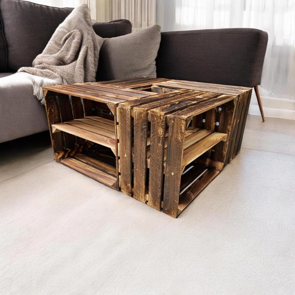 Obstkisten Weinkisten Holzkisten Kisten Geflammt 50 x 40 x 30cm 4er Set Bild 7