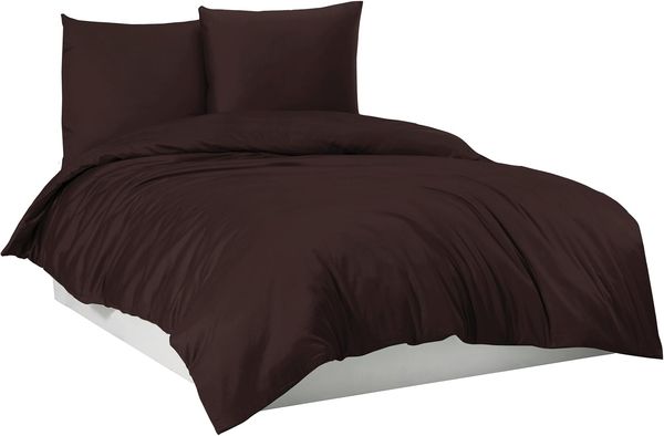 Mixibaby Bettwäsche Bettgarnitur Bettbezug 100% Baumwolle 135x200 155x220 200x200 200x220, Farbe:Dunkelbraun, Größe:155x220 cm