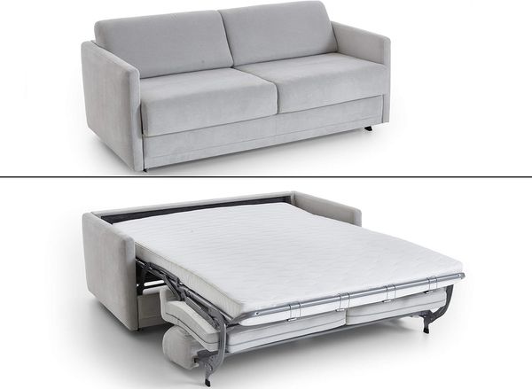 Atlantic Home Collection Schlafsofa LIMONE, hochwertig gepolstert, hellgrau